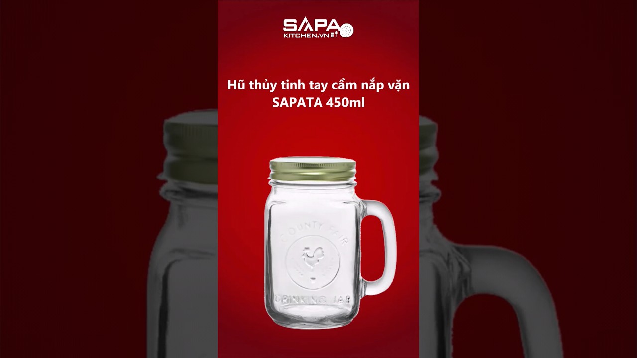 Ly thủy tinh tay cầm nắp vặn 450ml - SAPATA - Ảnh 8