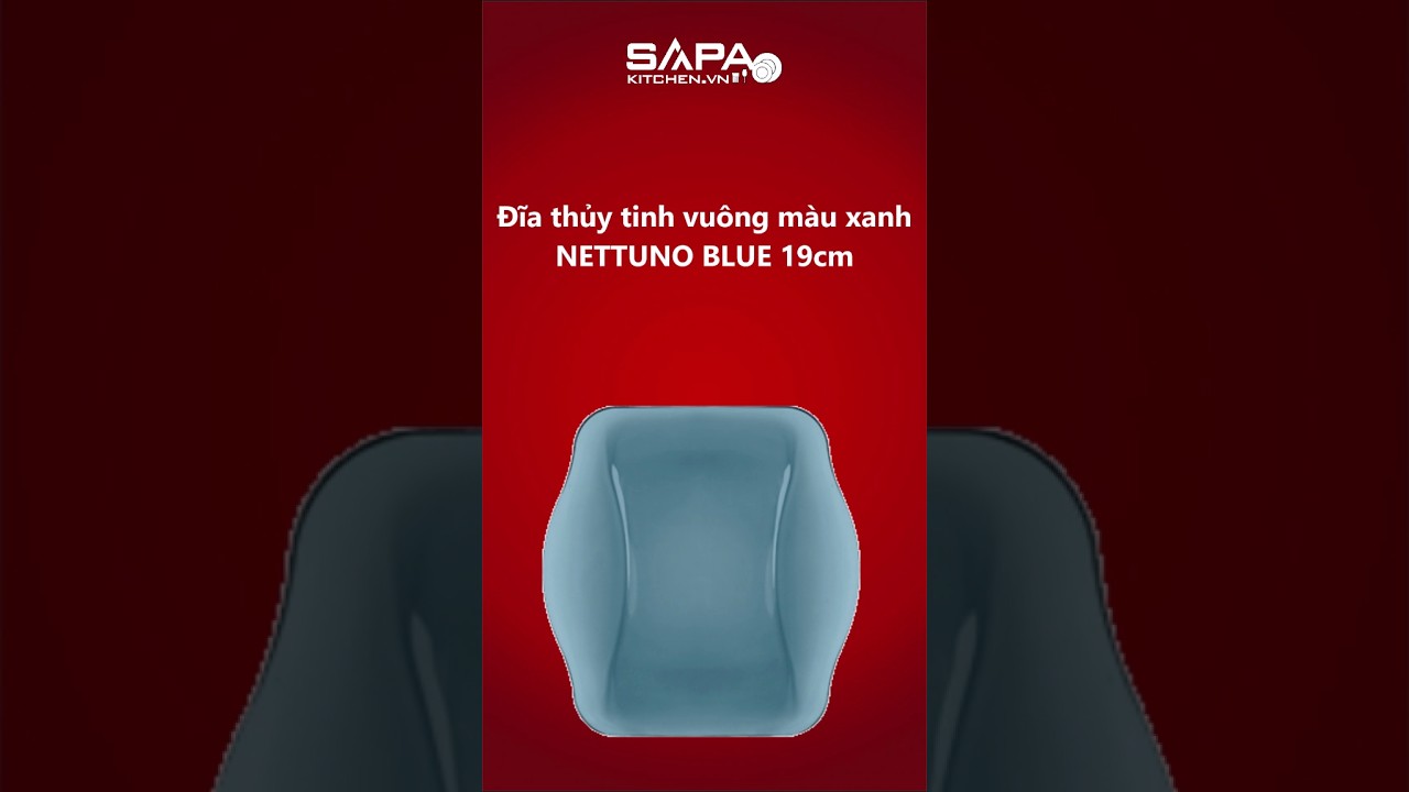 Đĩa thủy tinh vuông Nettuno Blue 19 cm màu xanh - Ảnh 2