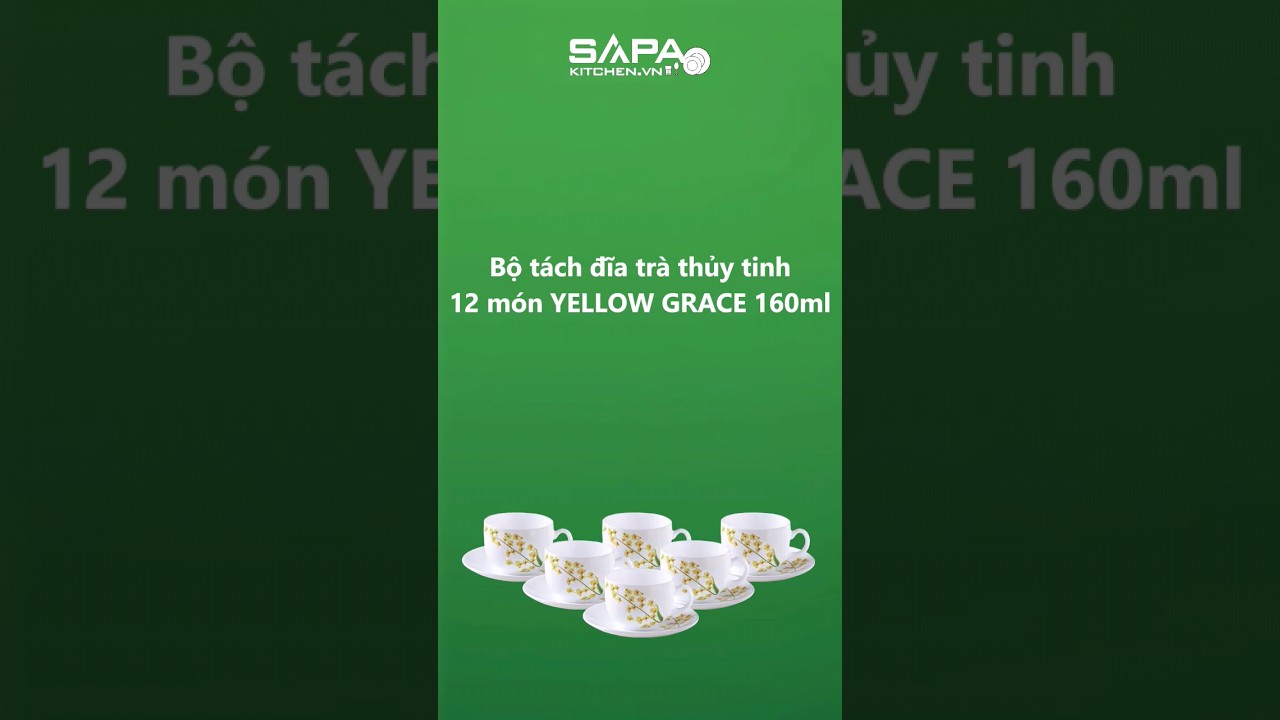 Combo giá tốt-Bộ tách đĩa trà thủy tinh 12 món 16CL Yellow Grace - Ảnh 5