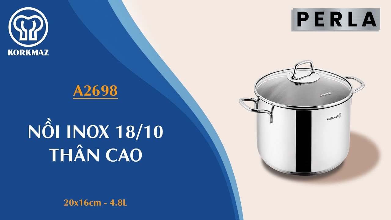 Nồi nấu bếp từ inox cao cấp Korkmaz Perla 4.8 lít thân cao - Ø20x16cm - A2698 - Ảnh 7