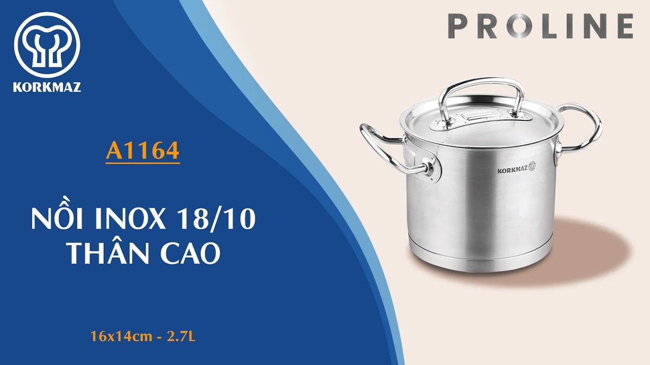 Nồi nấu bếp từ inox cao cấp Korkmaz Proline 2.7 lít thân cao - Ø16x14cm - A1164 - Ảnh 7