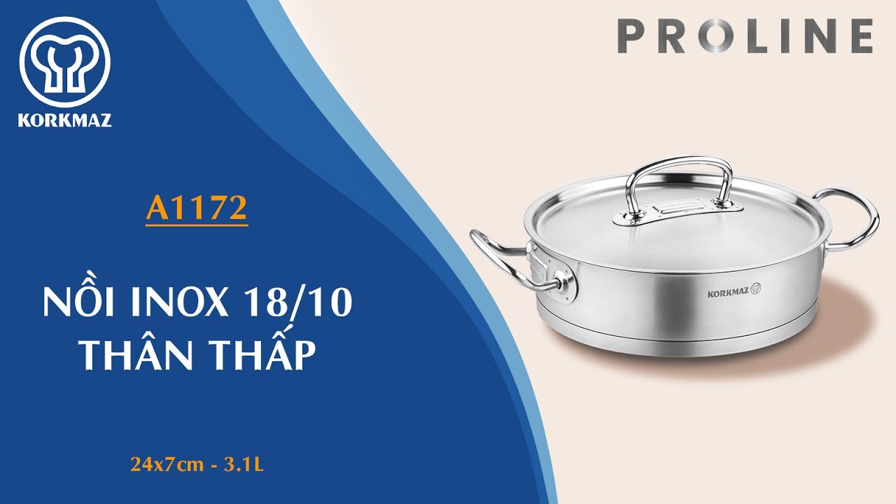Nồi lẩu inox nấu bếp từ cao cấp Korkmaz Proline 3.1 lít thân thấp - Ø24x7cm - A1172 - Ảnh 7