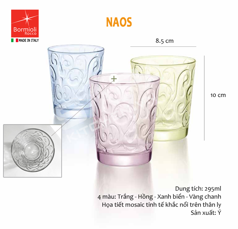 Combo 6 ly thủy tinh Naos 29.5cl màu xanh - Ảnh 4