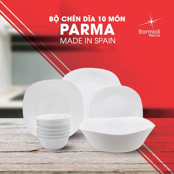Bộ chén đĩa thủy tinh vuông Parma 10 món - Ảnh 11