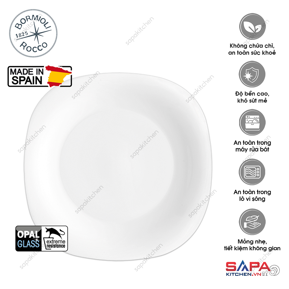 Đĩa thủy tinh vuông nhỏ Parma 20 cm