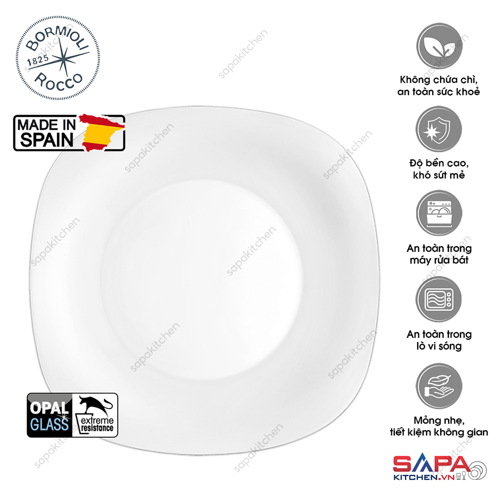 Đĩa thủy tinh vuông lớn Parma 27 cm