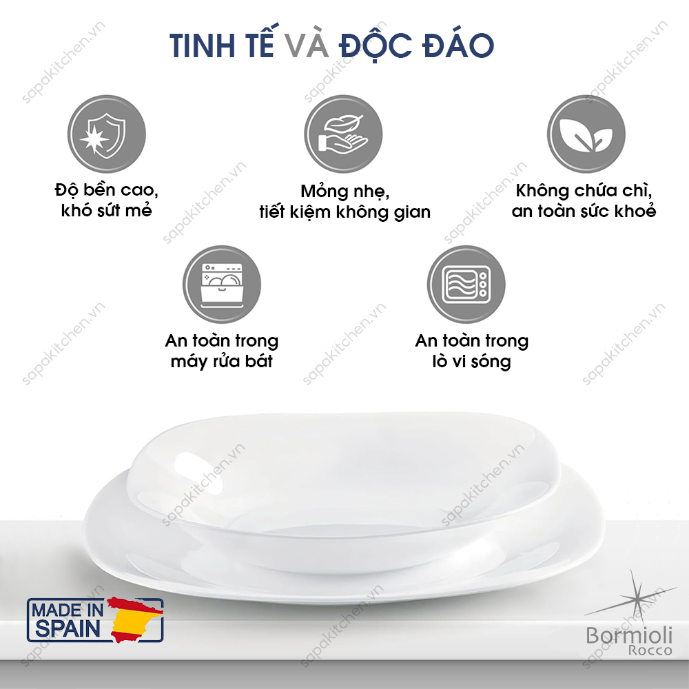 Bộ chén đĩa thủy tinh vuông Parma 10 món - Ảnh 3