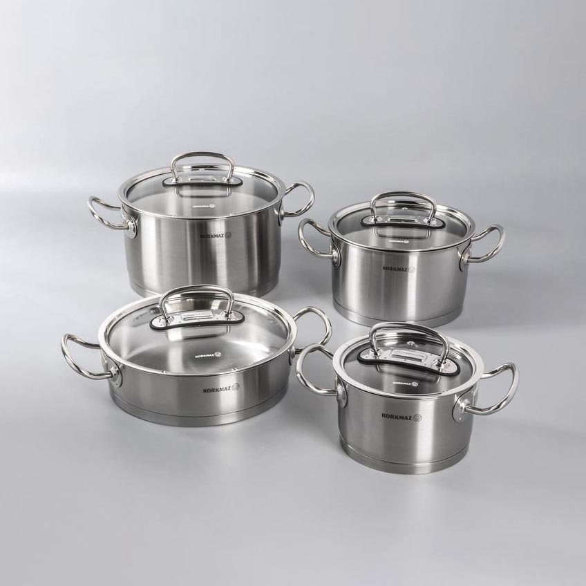 Bộ nồi bếp từ inox 4 món cao cấp Korkmaz Proline nắp kính 2L, 4L, 6.3L, 3.1L - A1147 - Ảnh 10