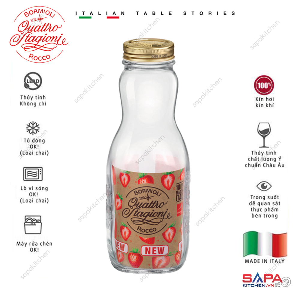Chai thủy tinh bầu nắp vặn Quattro 1000ml - Ảnh 4