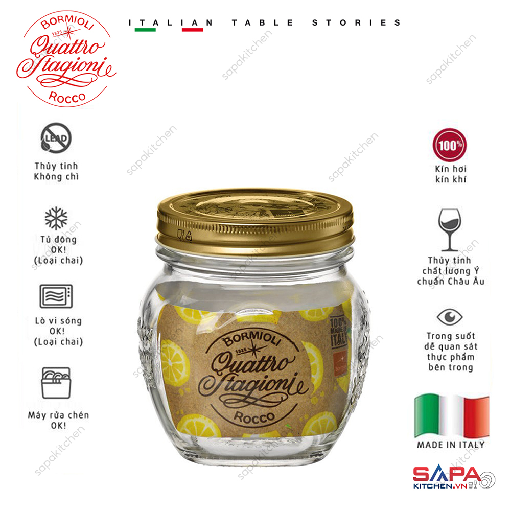 Hũ thủy tinh nắp vặn Quattro Amfora 500ml