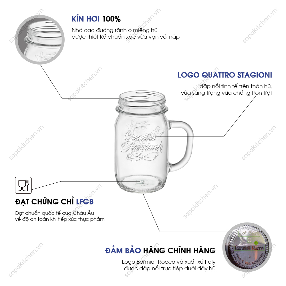 Hũ thủy tinh nắp vặn Quattro 1000ml - Ảnh 6