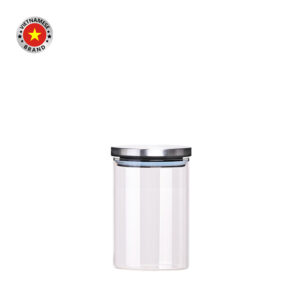 Hũ thủy tinh tròn nắp inox hít kín hơi 1L - SAPATA