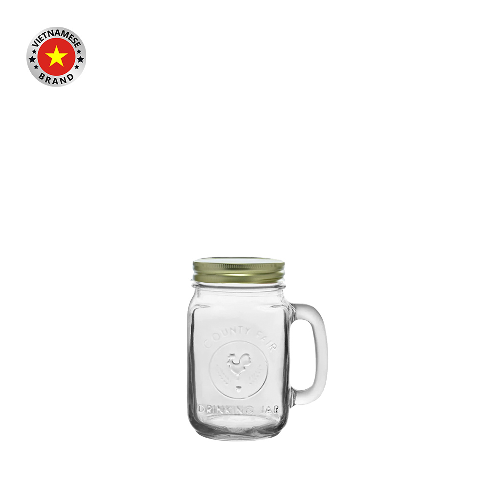 Ly thủy tinh tay cầm nắp vặn 450ml - SAPATA