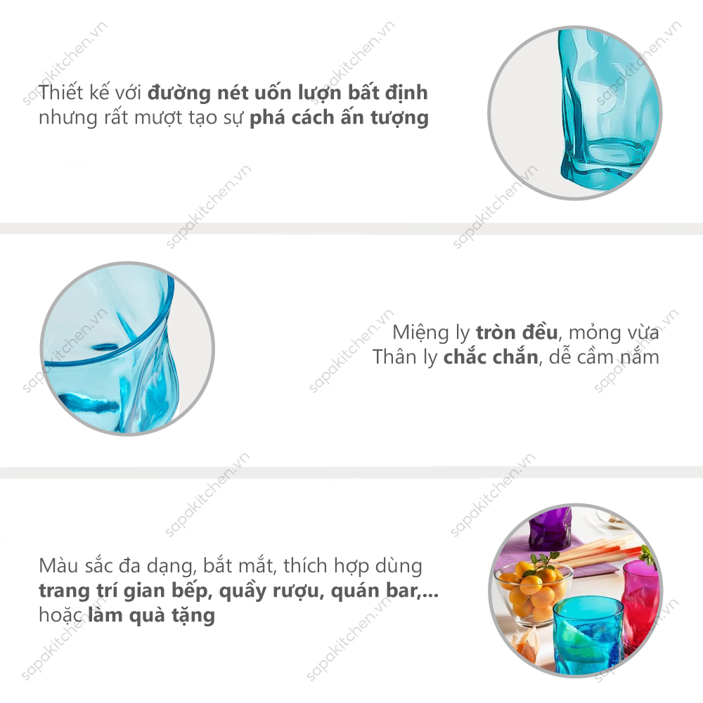 Ly thủy tinh Sorgente 45cl màu đỏ - Ảnh 3