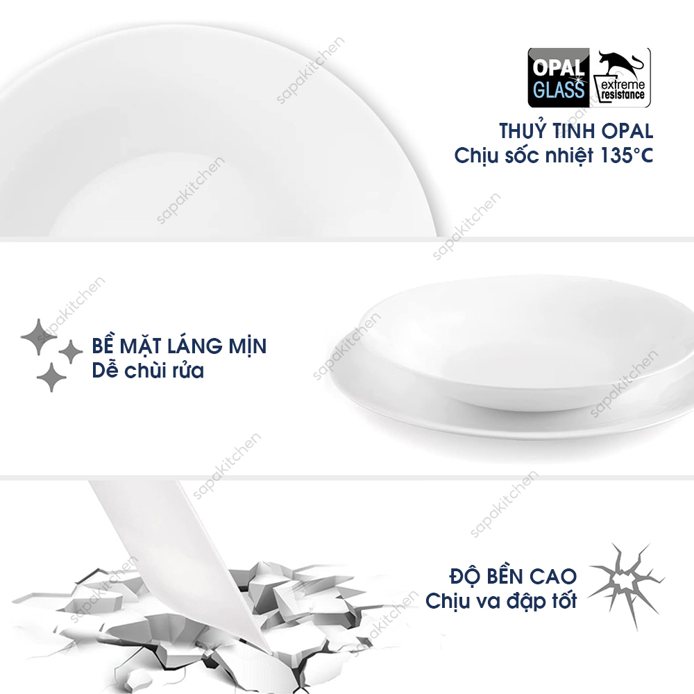 Đĩa soup thủy tinh tròn White moon 22 cm - Ảnh 8