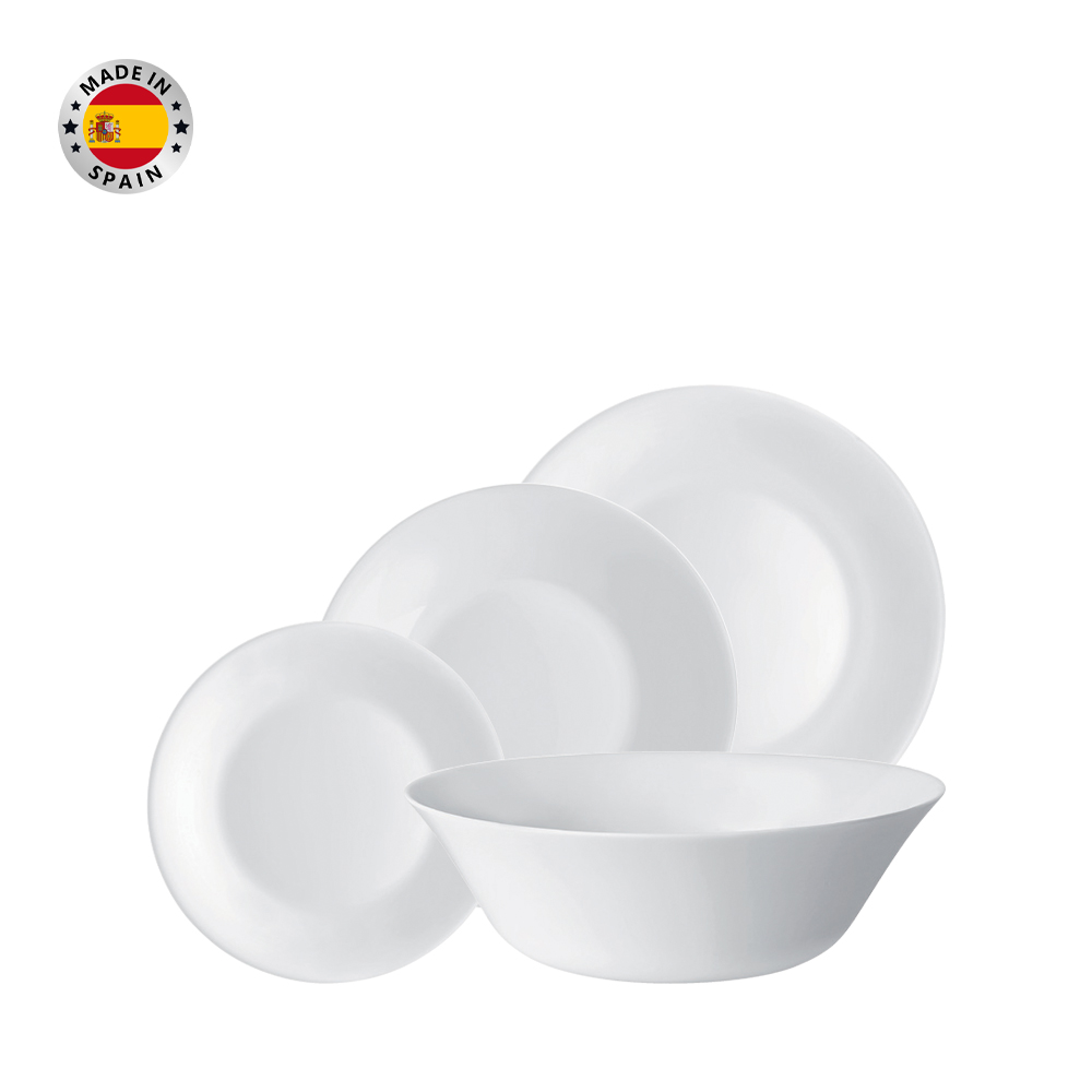 Bộ chén đĩa thủy tinh tròn White moon 19 món - Ảnh 4